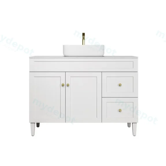 1190X455X860mm Matte White Harold Federation Free Standing PVC Cabinet,Right Hand Drawers view 2