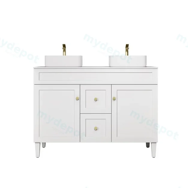 1190X455X860mm Matte White Harold Federation Free Standing PVC Cabinet For Double Bowl view 2