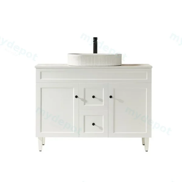 1190X455X860mm Matte White Harold Federation Free Standing PVC Cabinet For Double Bowl view 3