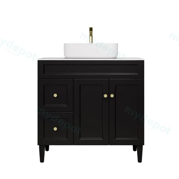 890X455X860 Matte Black Harold Federation Free Standing PVC Cabinet,Left Hand Drawers view 2