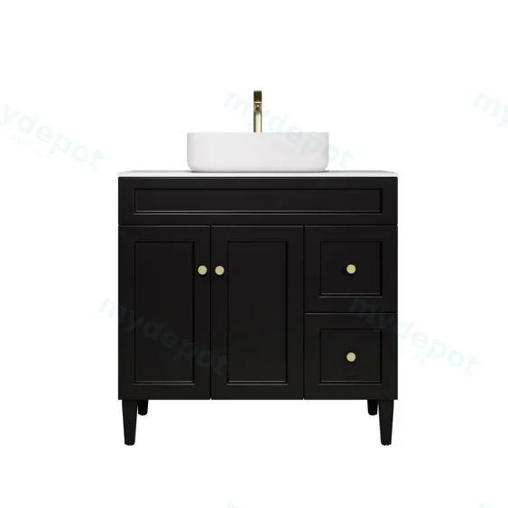 890X455X860 Matte Black Harold Federation Free Standing PVC Cabinet,Right Hand Drawers view 2