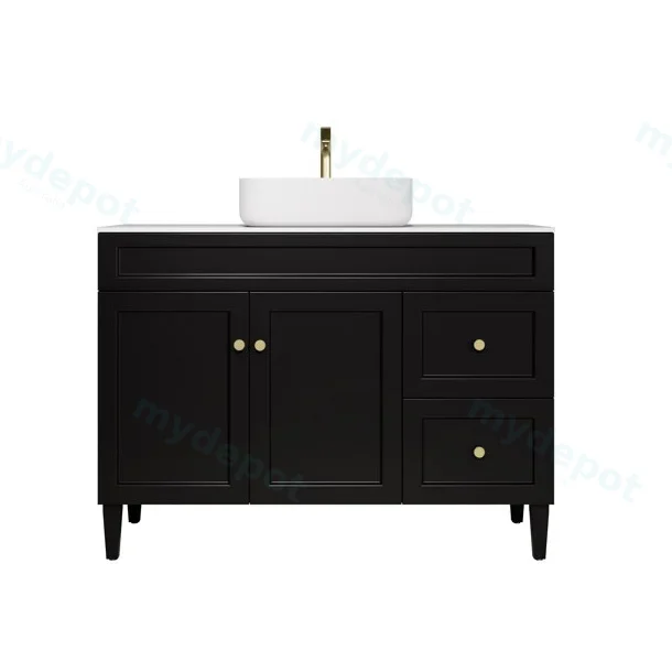 1190X455X860 Matte Black Harold Federation Free Standing PVC Cabinet,Right Hand Drawers view 2