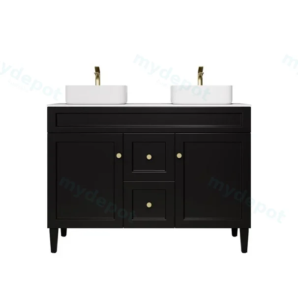 1190X455X860 Matte Black Harold Federation Free Standing PVC Cabinet,For Double Bowl view 4