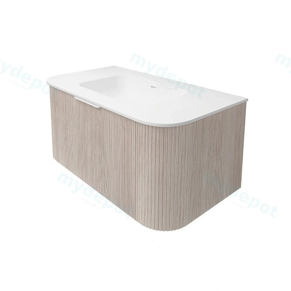 890*493*400mm Costal Oak Agena Fluted Wood Grain Wall Hung Vanities Soft Closing Drawer Pull Out With Handle view 2