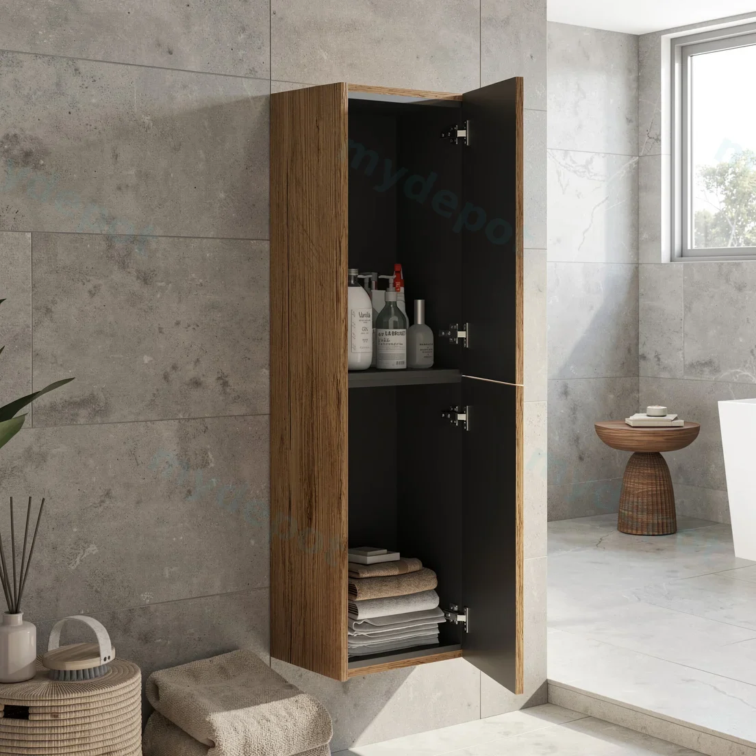Customised Kiama Tall Boy Cabinet - Prime Oak - 400L x 300D x 1350H mm - 2 Doors view 3