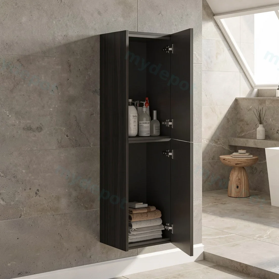 Customised Kiama Tall Boy Cabinet - Bottega Oak - 400L x 300D x 1350H mm - 2 Doors view 3