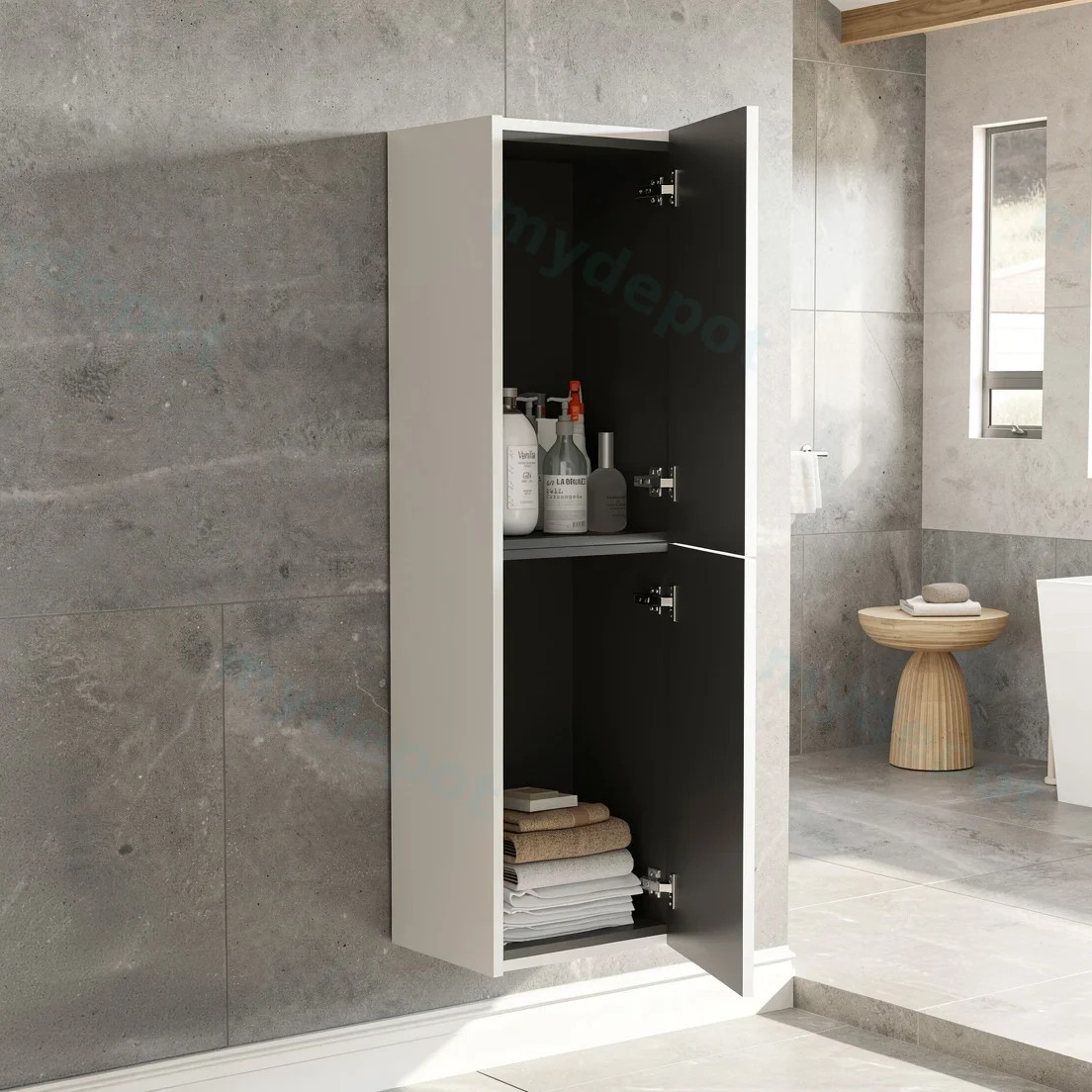 Customised Kiama Tall Boy Cabinet - Matte White - 400L x 300D x 1350H mm - 2 Doors view 3