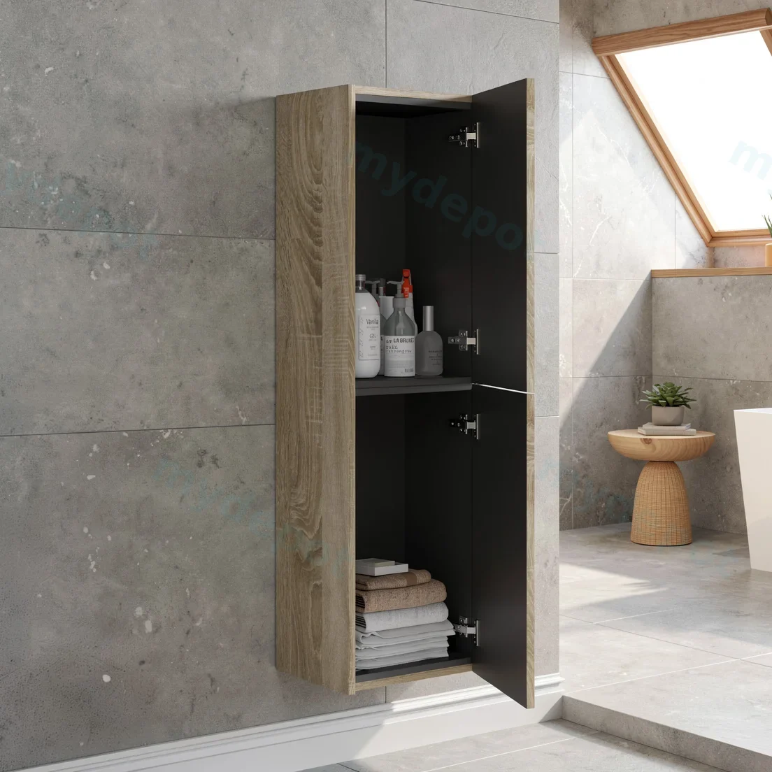 Customised Kiama Tall Boy Cabinet - White Oak - 400L x 300D x 1350H mm - 2 Doors view 3