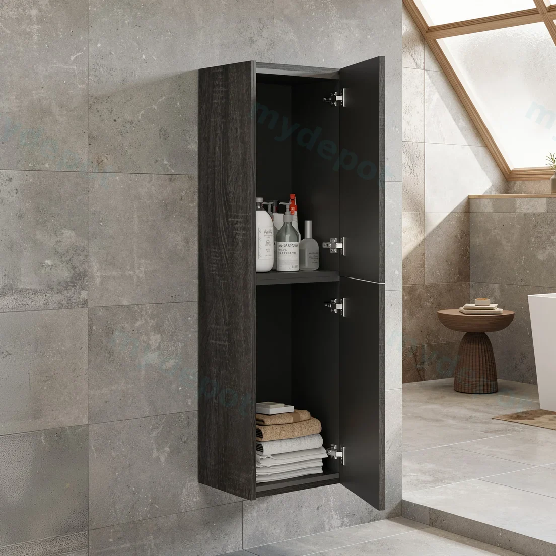 Customised Kiama Tall Boy Cabinet - Dark Grey - 400L x 300D x 1350H mm - 2 Doors view 3