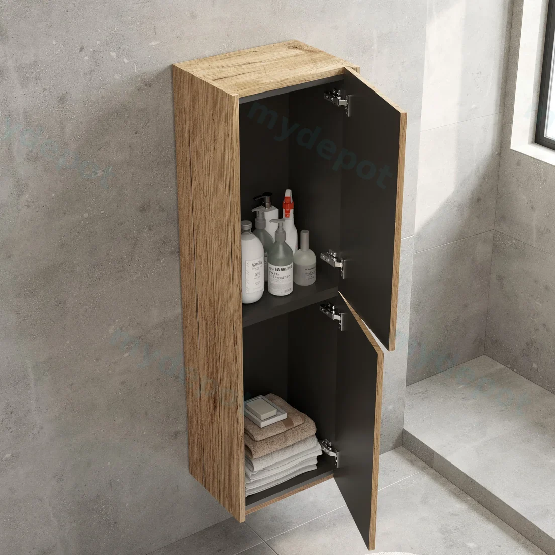 Customised Kiama Fluted Tall Boy Cabinet - Prime Oak - 400L x 300D x 1350H mm - 2 Doors view 3