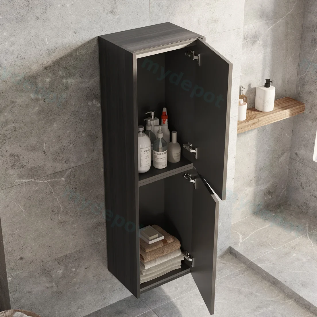 Customised Kiama Fluted Tall Boy Cabinet - Bottega Oak - 400L x 300D x 1350H mm - 2 Doors view 3