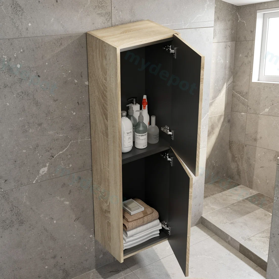 Customised Kiama Fluted Tall Boy Cabinet - White Oak - 400L x 300D x 1350H mm - 2 Doors view 3