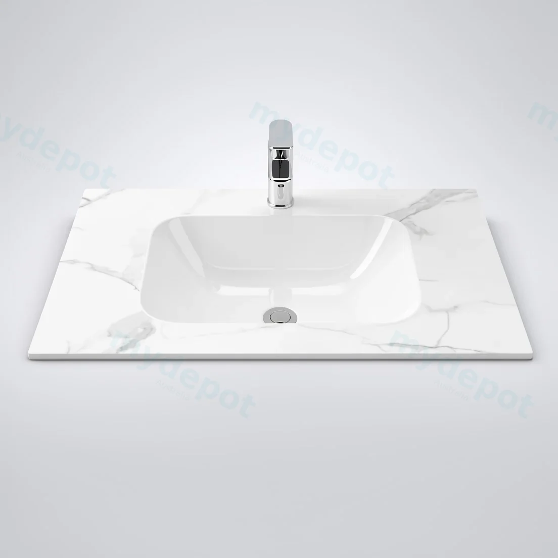 750Lx460Dx180Hmm White Marble Look Sintered Stone Top With Undermount Basin view 7