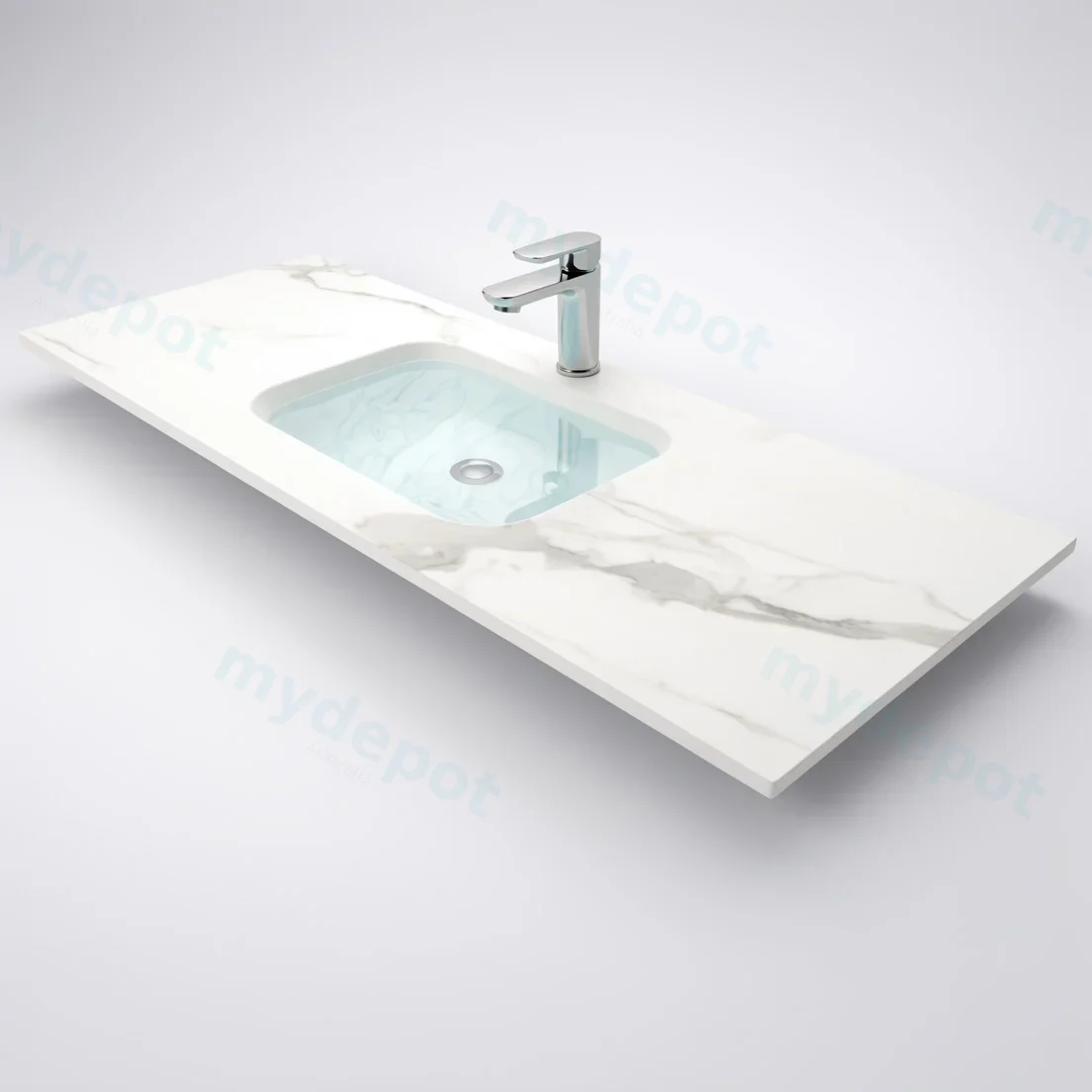 1200Lx460Dx180Hmm White Marble Look Sintered Stone Top With Undermount Basin view 6