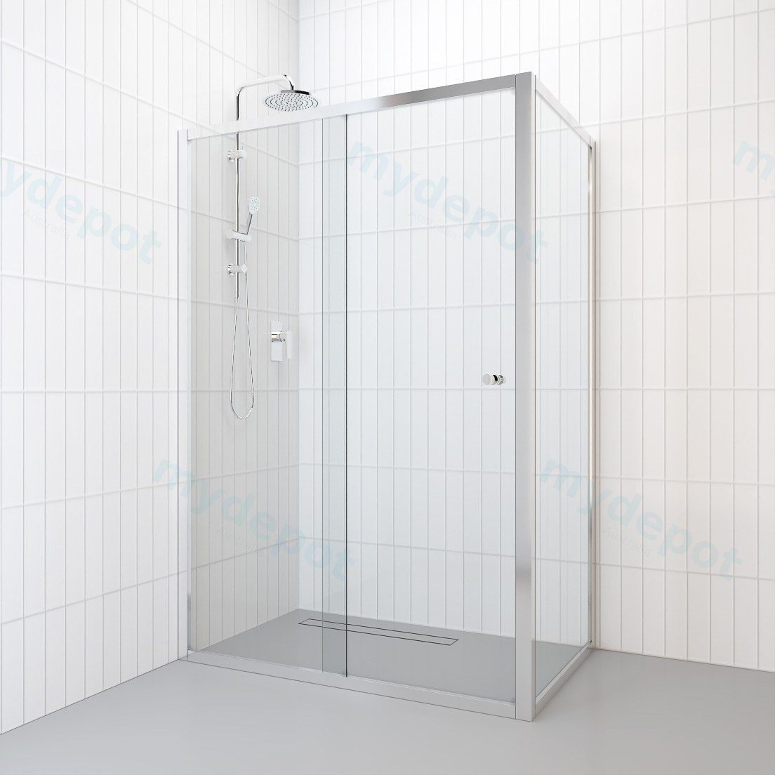 Corner Entry Double Slider Shower Screen Black Fittings 875x875mm view 2
