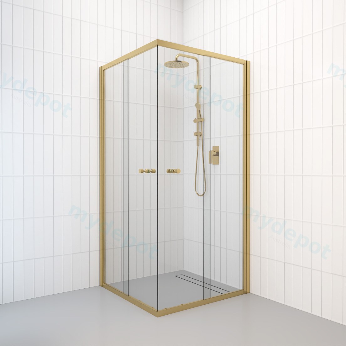 Corner Entry Double Slider Shower Screen Black Fittings 875x875mm view 3