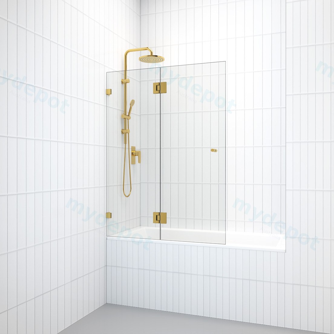 Frameless Over Bath Screen Double Swing Panel 945*1420mm 6mm Toughened Glass(Chrome) view 2