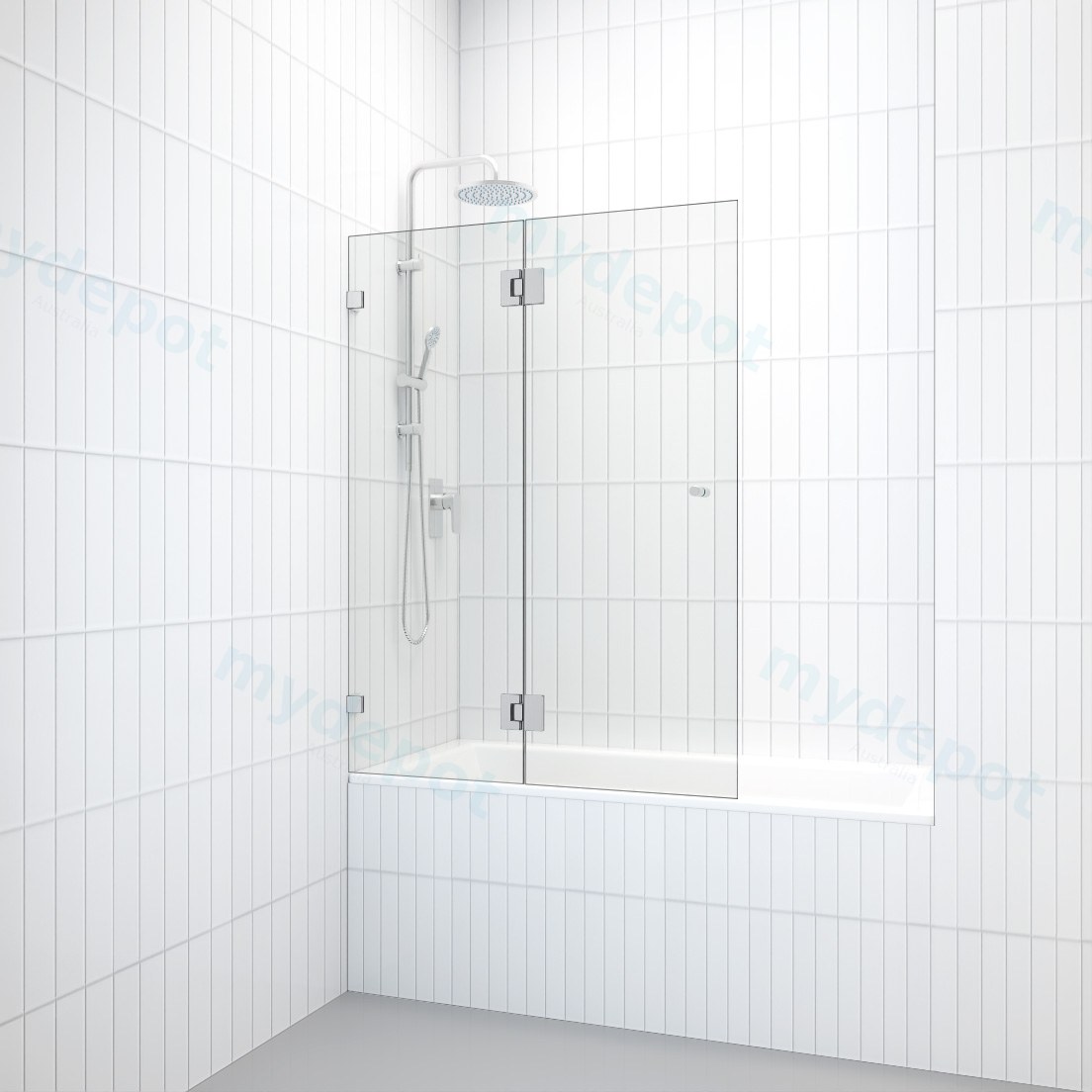 Frameless Over Bath Shower Screen Fixed Panel Swing Panel 945*1420mm 6mm Glass(Chrome) view 6