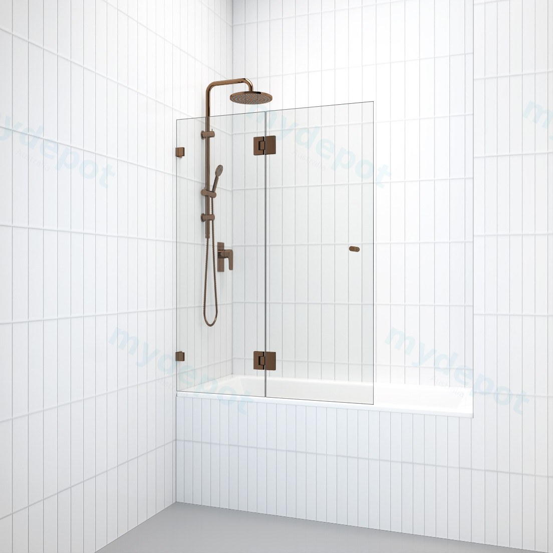 Frameless Over Bath Shower Screen Fixed Panel Swing Panel 945*1420mm 6mm Glass(Chrome) view 7