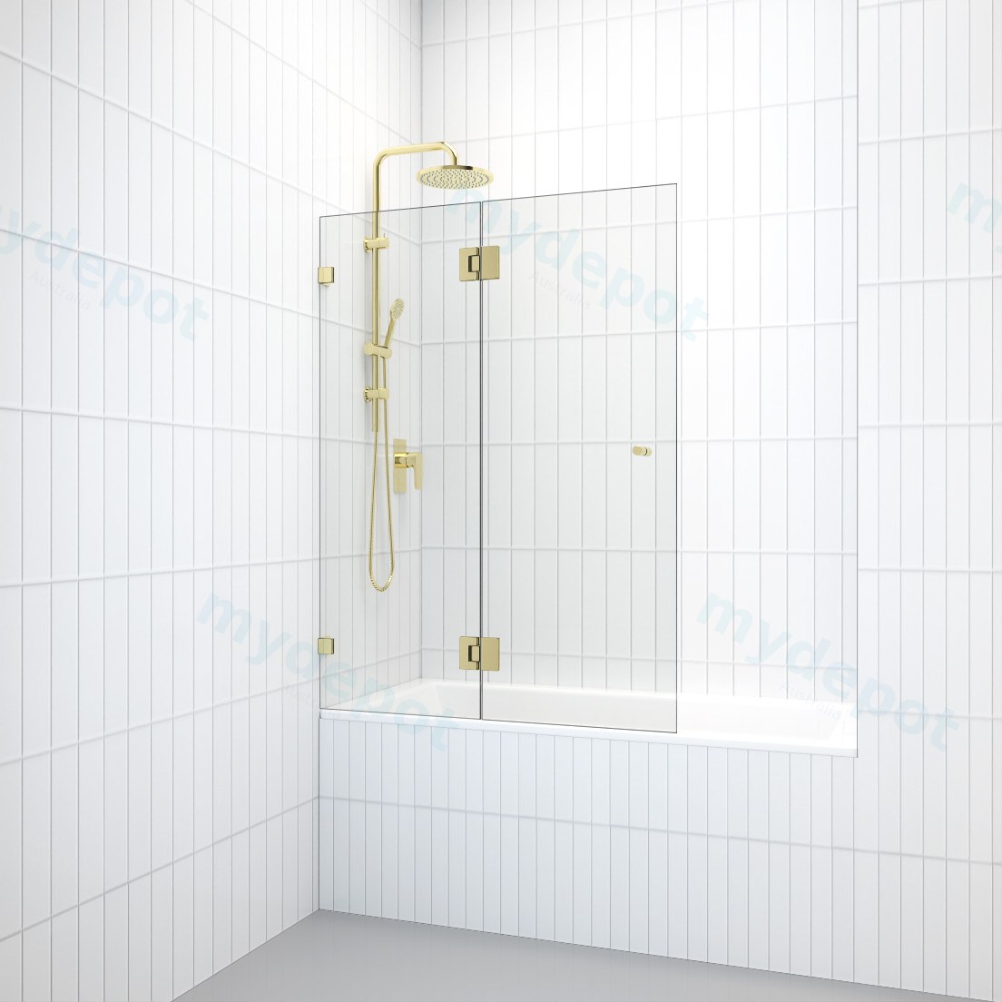 Frameless Over Bath Shower Screen Fixed Swing Panel 945*1420*6mmTempered Glass(Chrome) view 3