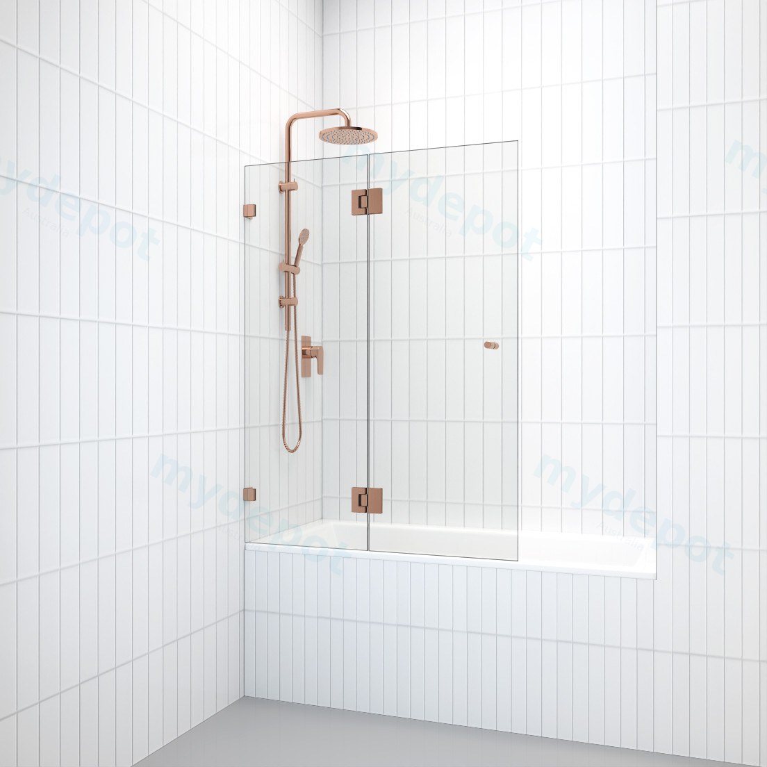 Frameless Over Bath Shower Screen Swing Pivot Panel 775*1420mm Tempered Glass(Chrome) view 5