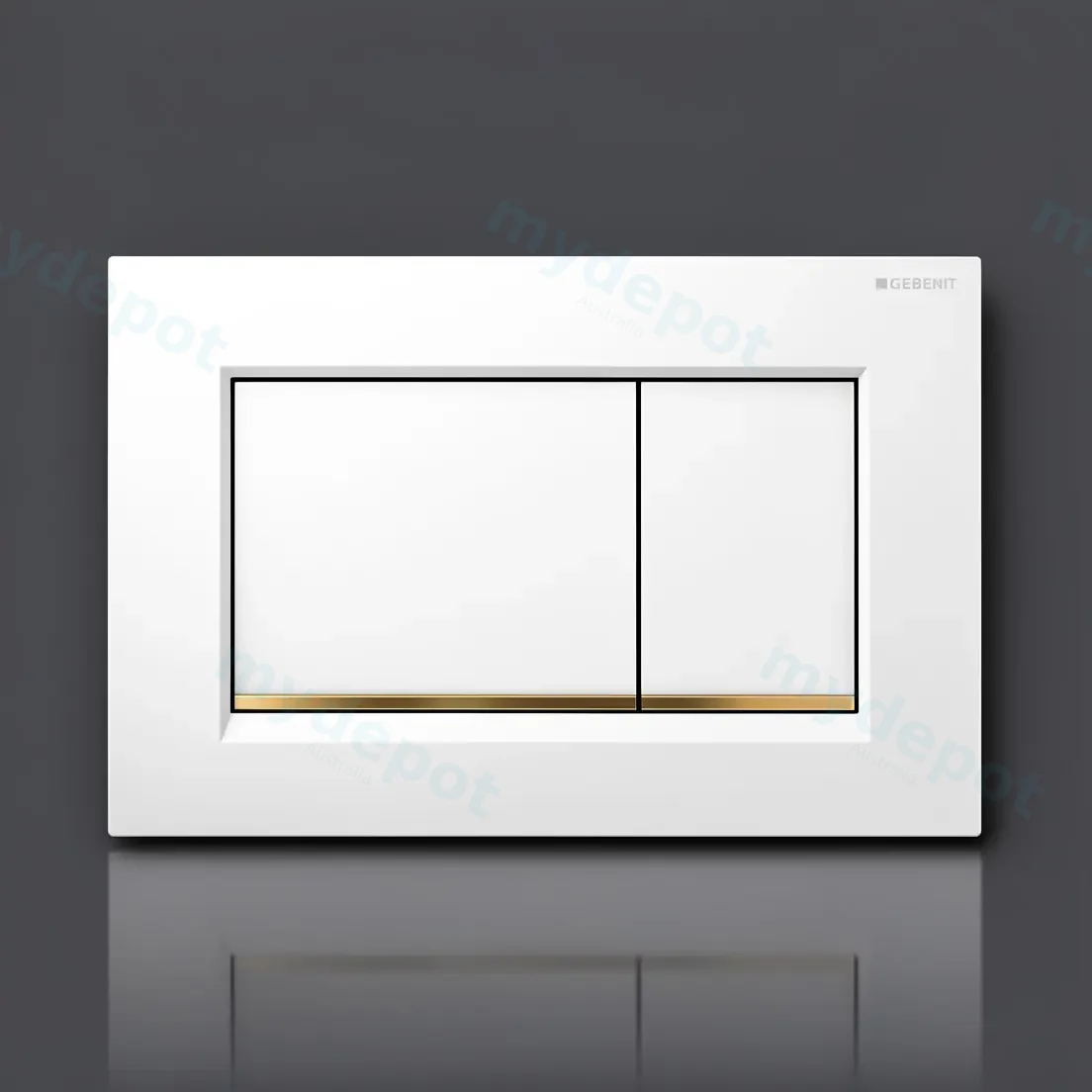 Geberit Sigma30 White Plate With Gold Trim view 2