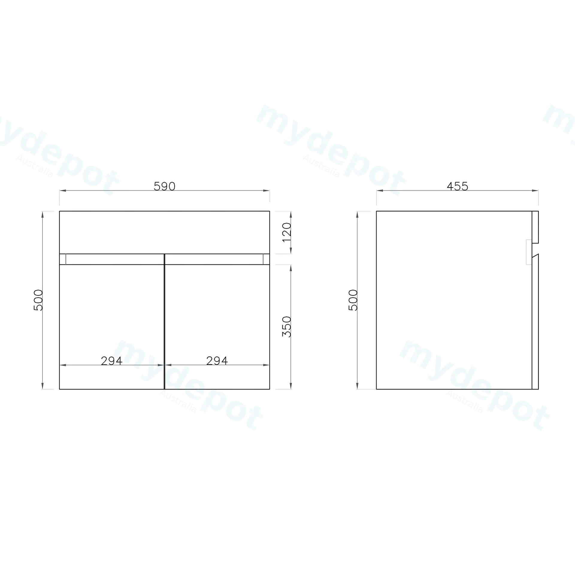 600mm Wall Hung Bathroom Vanity Cabinet Only PVC 2 Door Gloss White view 5