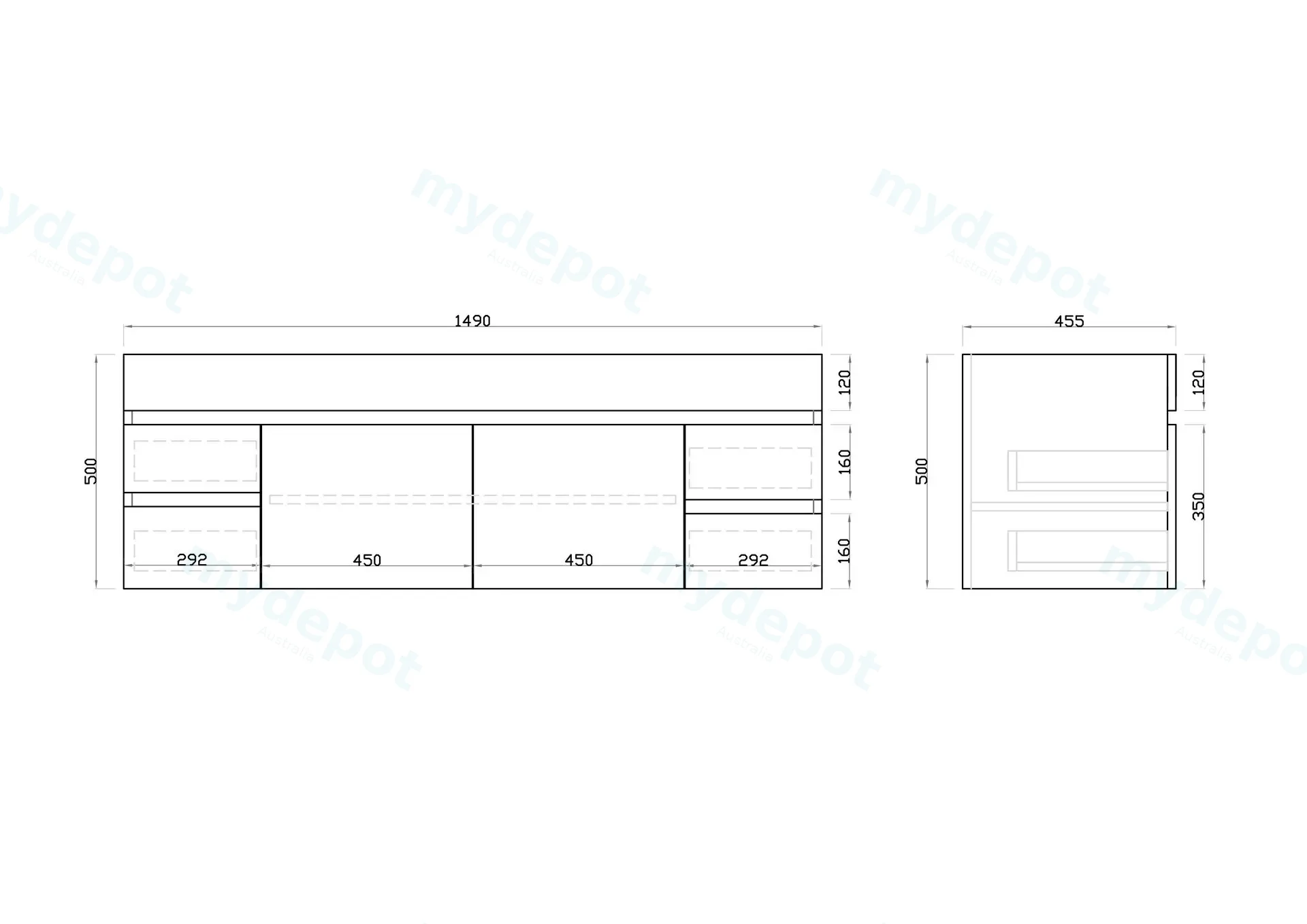 1500mm Wall Hung Bathroom Vanity Cabinet Only PVC Gloss White view 5