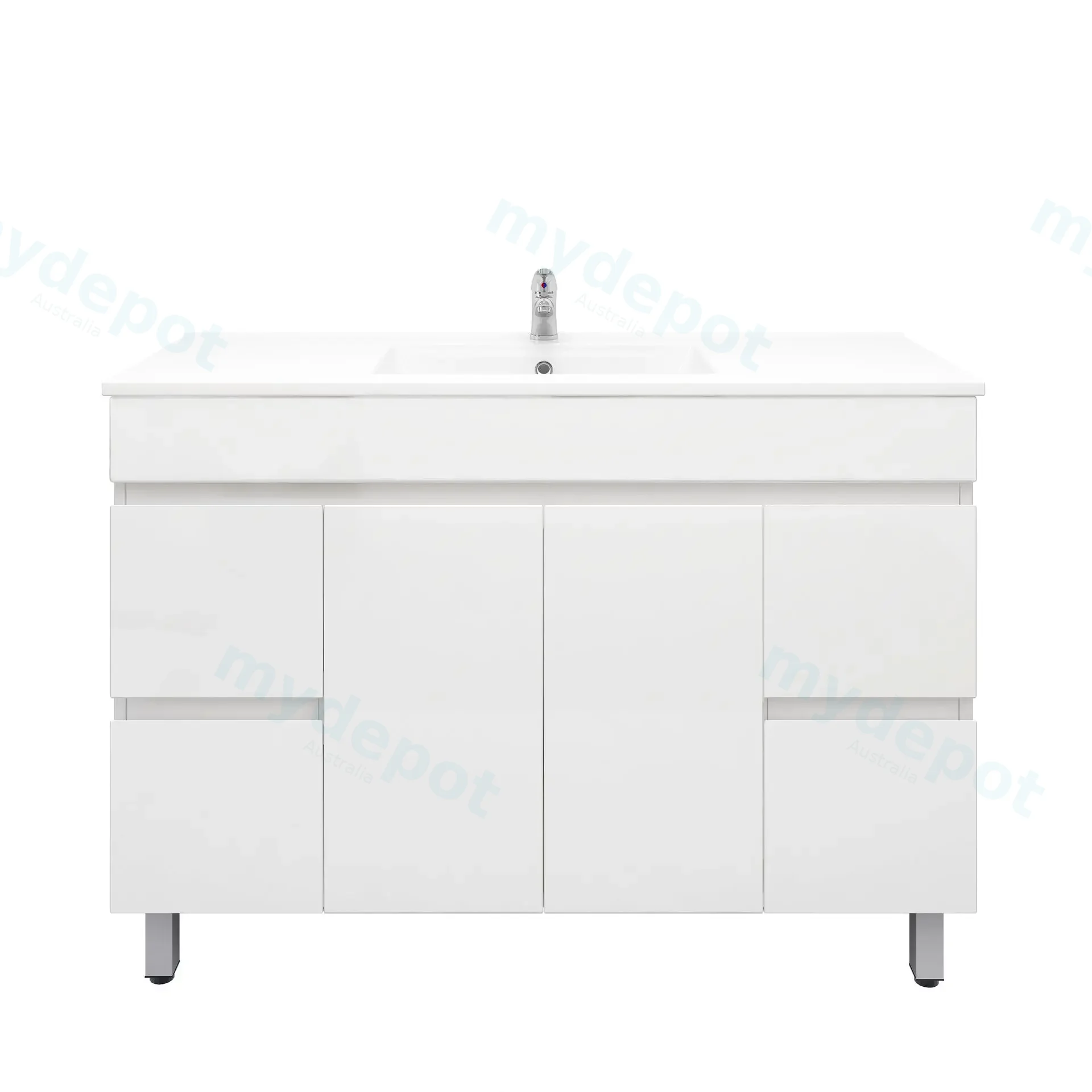1200mm Freestanding with Legs Bathroom Vanity Cabinet Only PVC Gloss White view 2