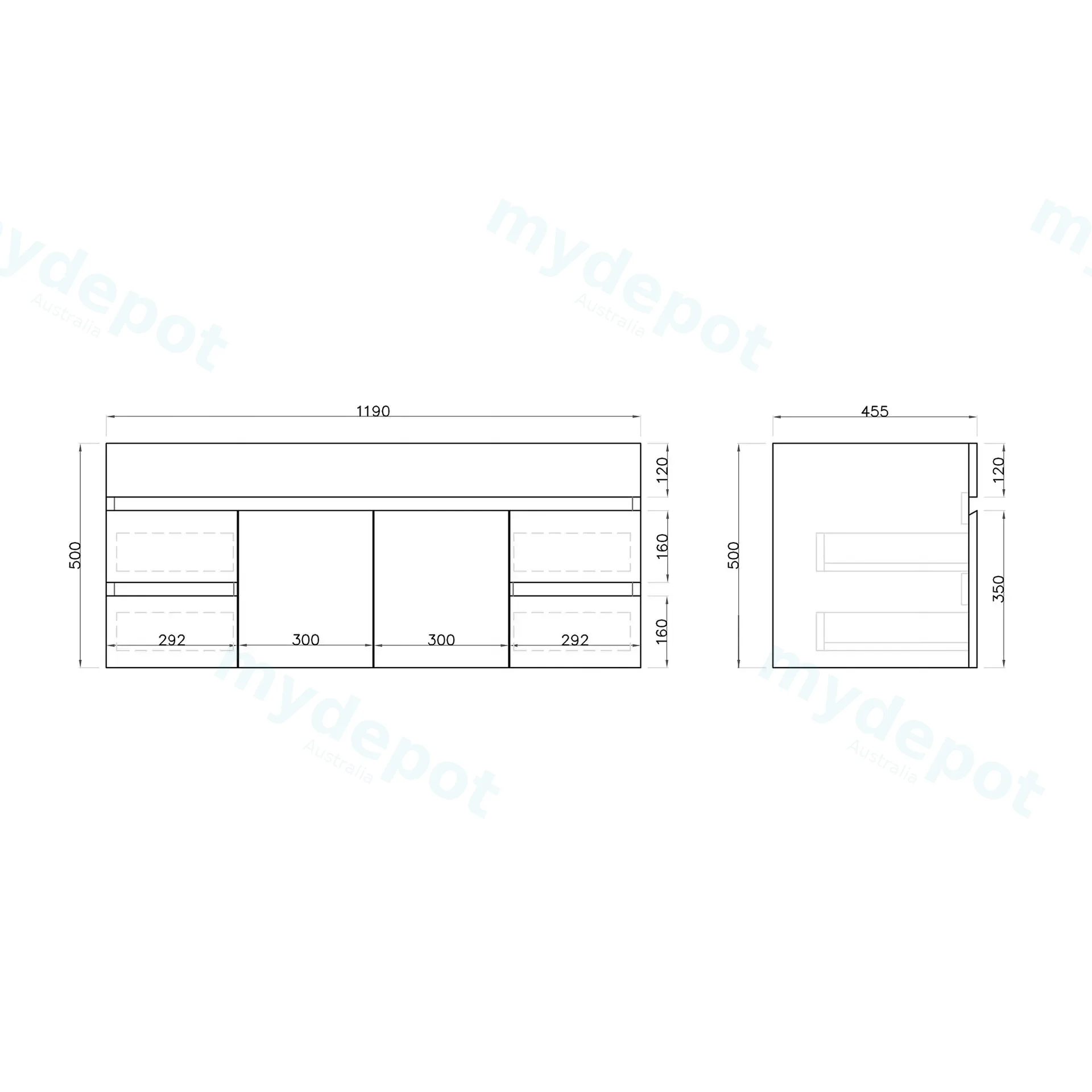 1200mm Wall Hung Bathroom Vanity Cabinet Only PVC Gloss White view 5