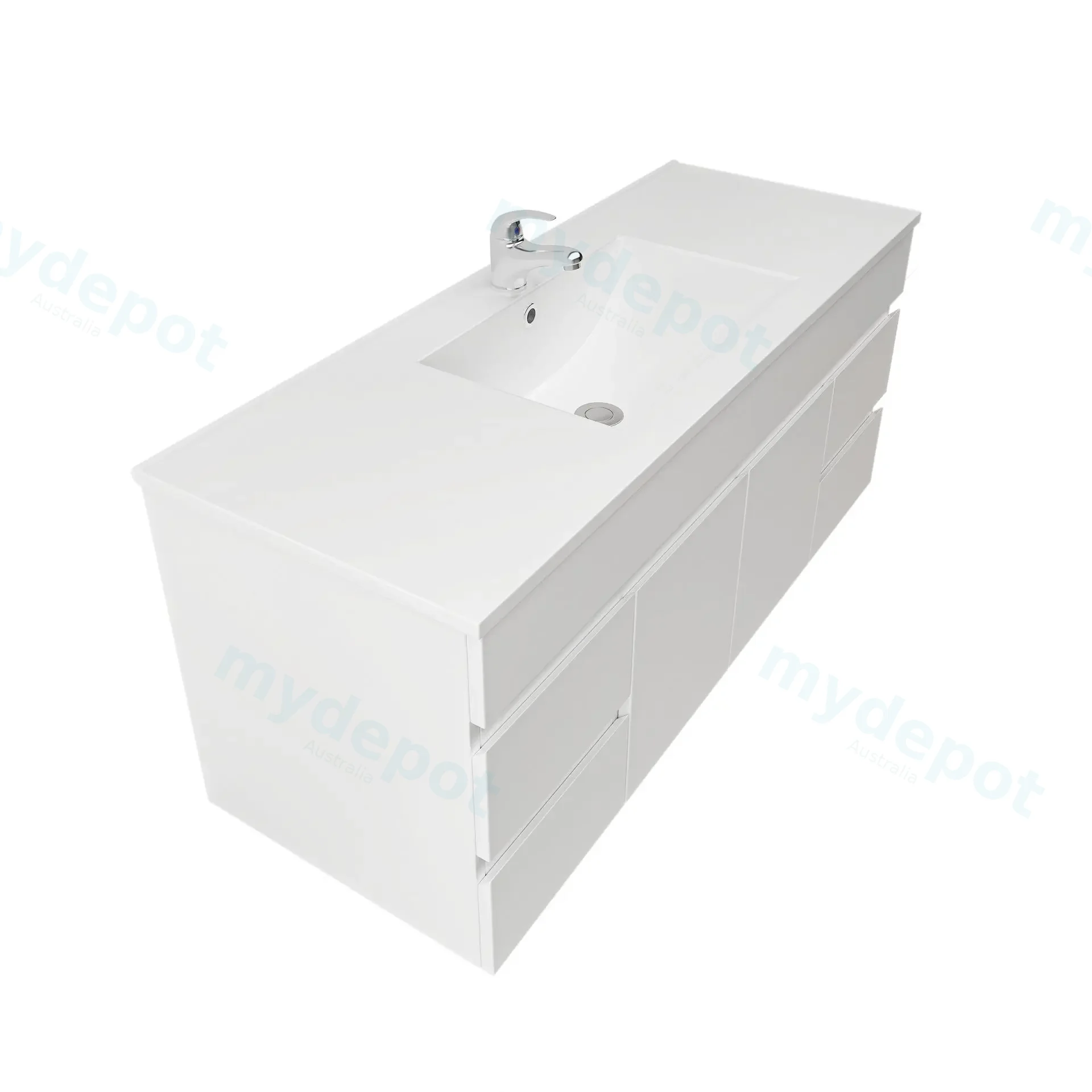 1200mm Wall Hung Bathroom Vanity Cabinet Only PVC Gloss White view 4