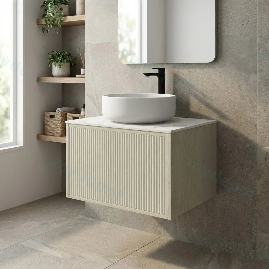 Kiama 600mm Coastal Oak One Drawer Wall Hung Vanity Cabinet Only view 2
