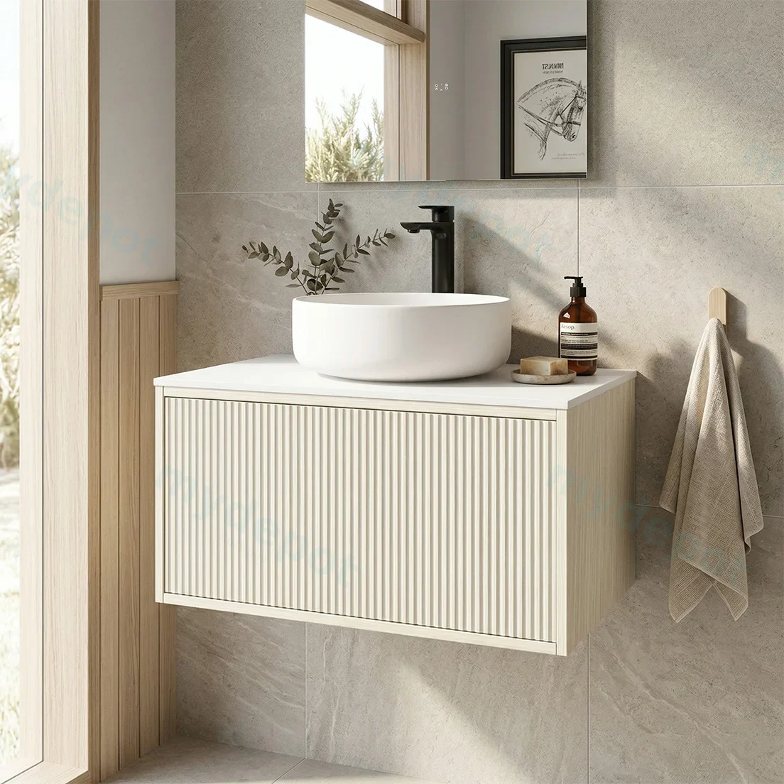 Kiama 750mm Coastal Oak One Drawer Wall Hung Vanity Cabinet Only view 2