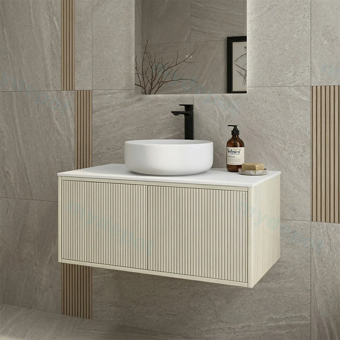 Kiama 900mm Coastal Oak One Right Drawer One Left Door Wall Hung Vanity Cabinet Only view 2