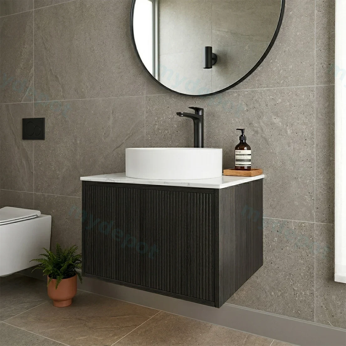 Kiama 600mm Bottega Oak One Drawer Wall Hung Vanity Cabinet Only view 2
