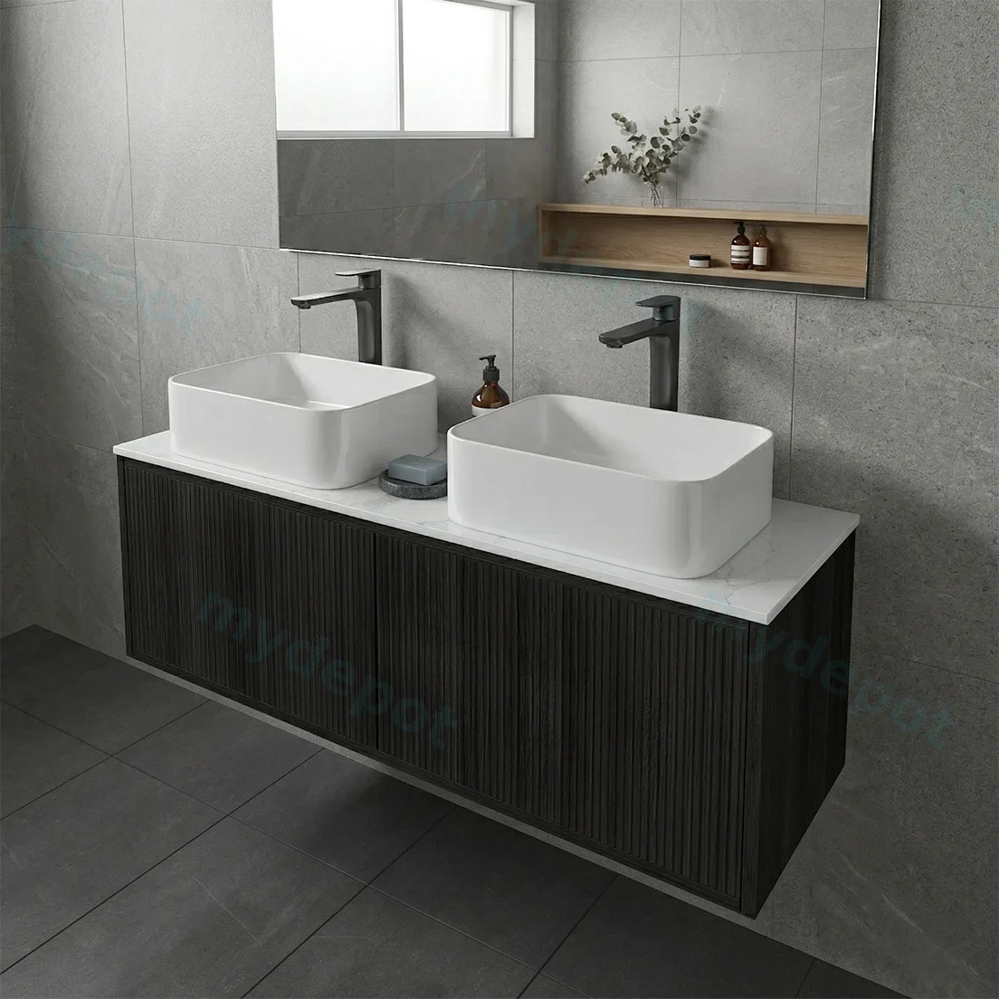 Kiama Slim 1200mm Bottega Oak One Right Drawer One Left Door Narrow Wall Hung Vanity Cabinet Only view 2