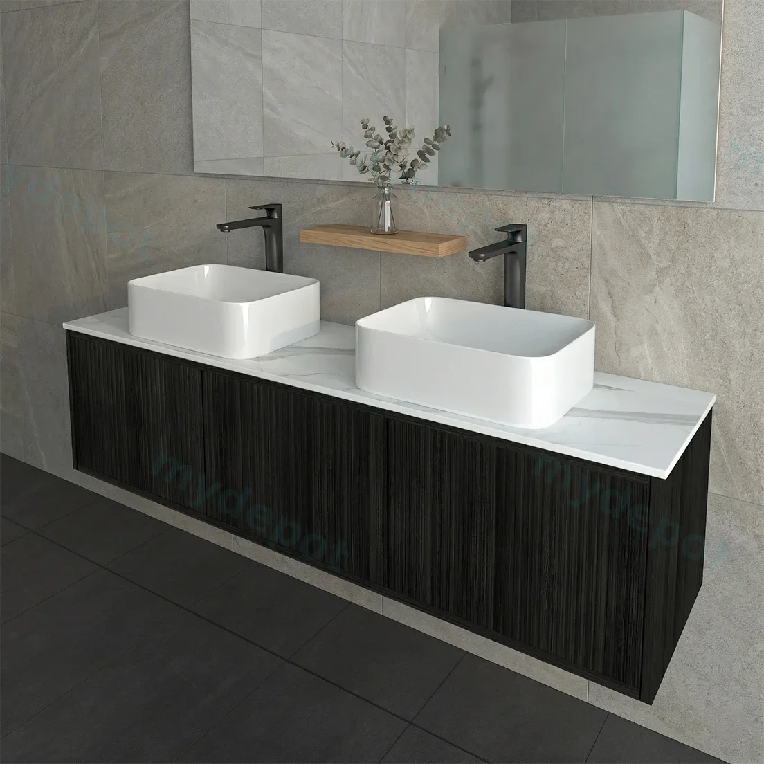 1500mm Kiama Bottega Oak Midder Door Narrow Wall Hung Vanity Cabinet Only view 2