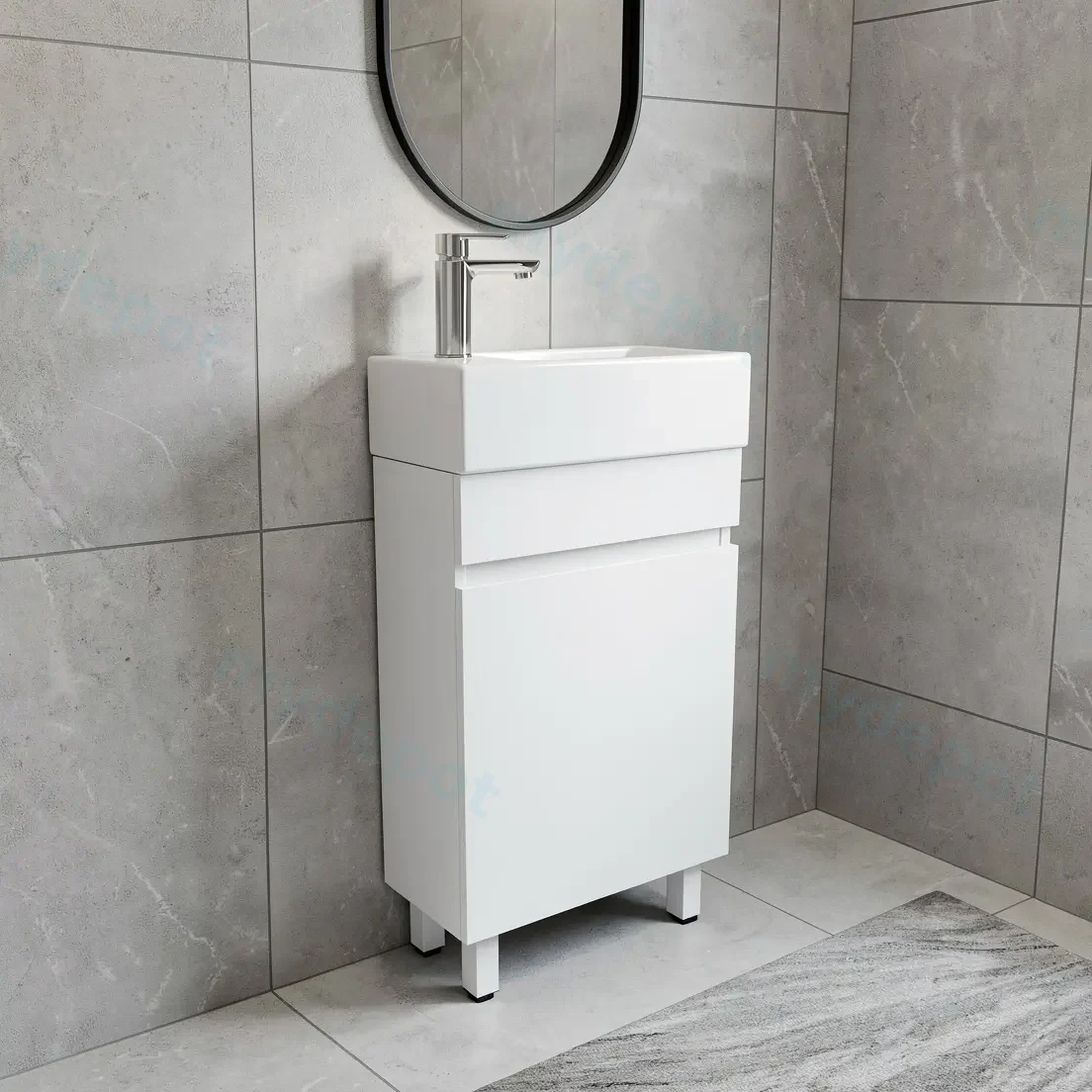 500mm Matte White MDF 1 Door Freestanding Bathroom Vanity Cabinet Only view 2