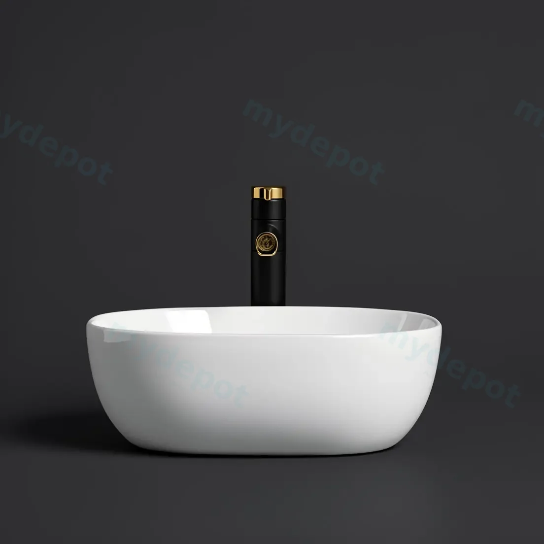 420x420x145mm Square Gloss White Ceramic Above Counter Basin Non-overflow view 5