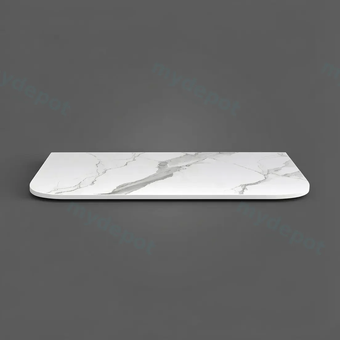 900mm White Marble Look Sintered Stone Top Matte Finish Rounded Corner Benchtop view 2