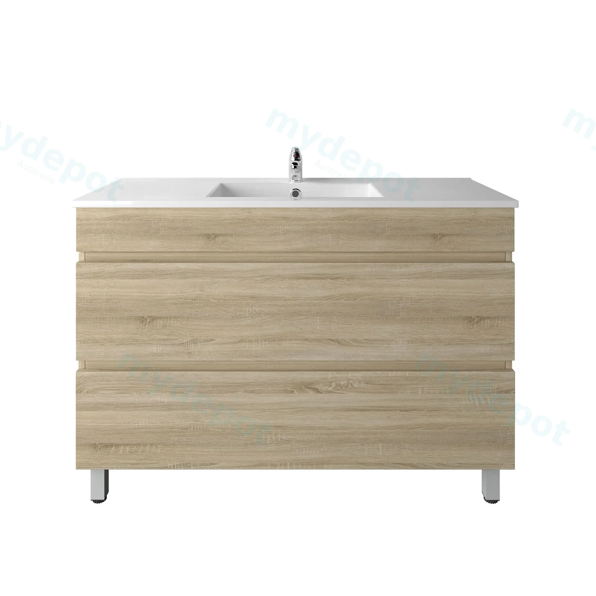 1200mm White Oak MDF 2 Drawers Freestanding Bathroom Vanity Cabinet Only view 3