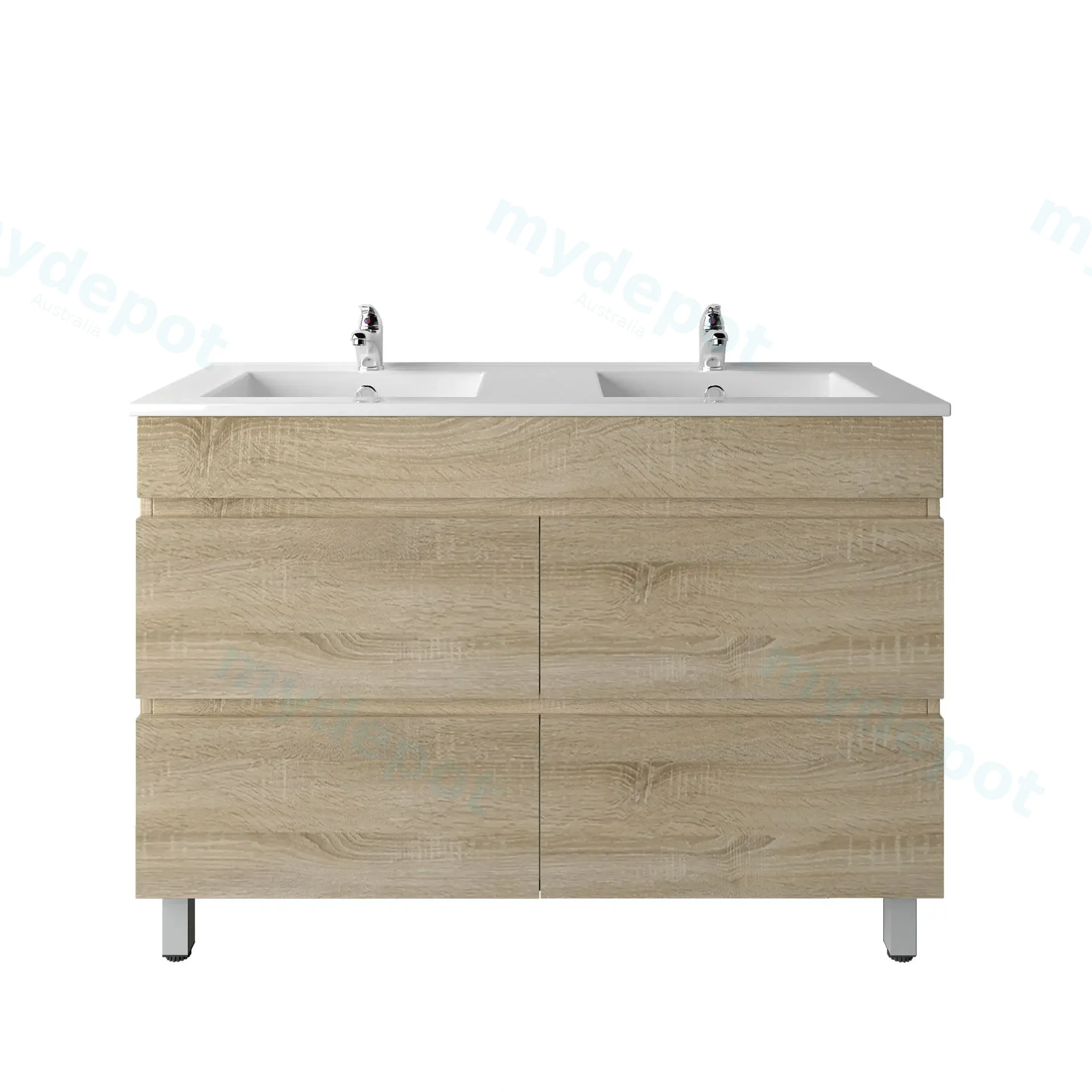 1200mm White Oak MDF 4 Drawers Freestanding Bathroom Vanity Cabinet Only view 3