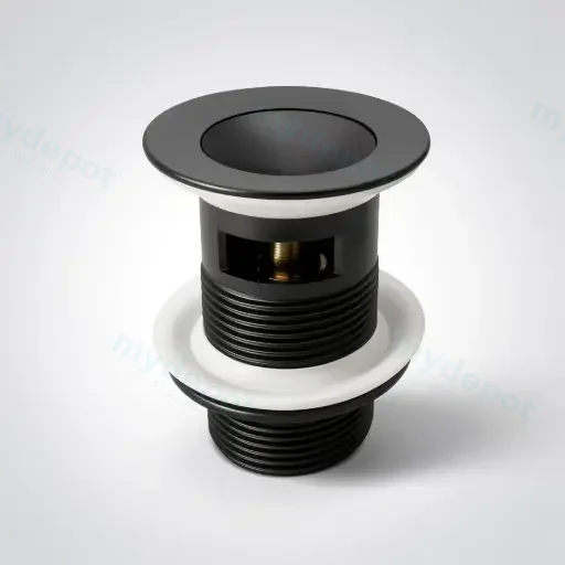 Nana Black Pop Up Waste With Overflow Solid Brass Plug Waste