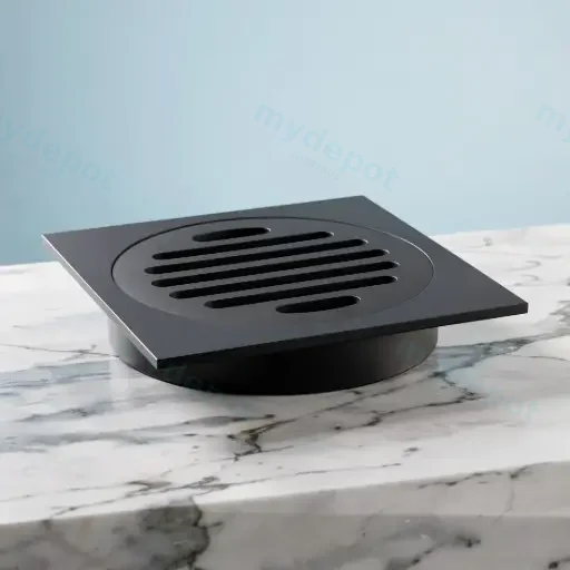 110*110mm Square Black Brass Floor Waste(100mm Outlet)