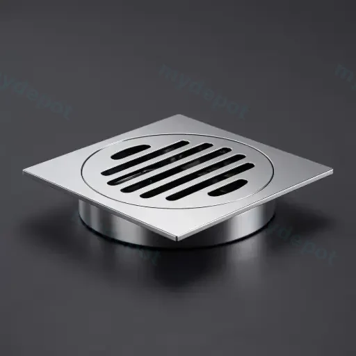 110X110mm Chrome Square Floor Drain(100mm Outlet)