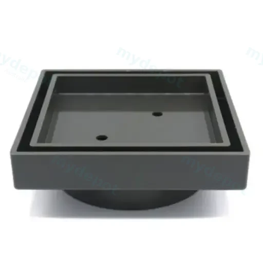 115*115mm Gun Metal Grey Smart Tile Insert Floor Waste Shower Grate Drain (88mm outlet)