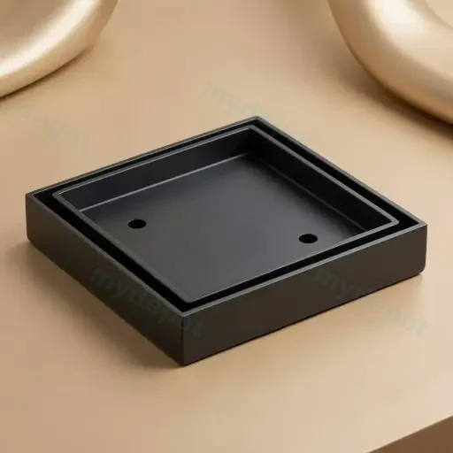 115X115mm Black Square Tile Insert Floor Drain(75mm Outlet)