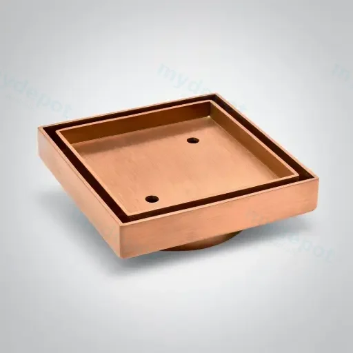 115X115mm Rose Gold Slim Square Tile Insert Floor Drain(90mm Outlet)