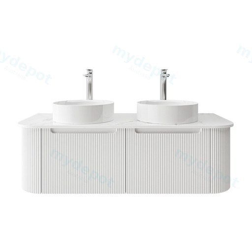 1200mm Matte White PVC Two Drawers Curved Wall Hung Vanity Cabinet Only