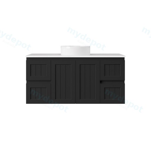 1190*455*560mm Matte Black Archill Federation Wall Hung Ensuite PVC Cabinet
